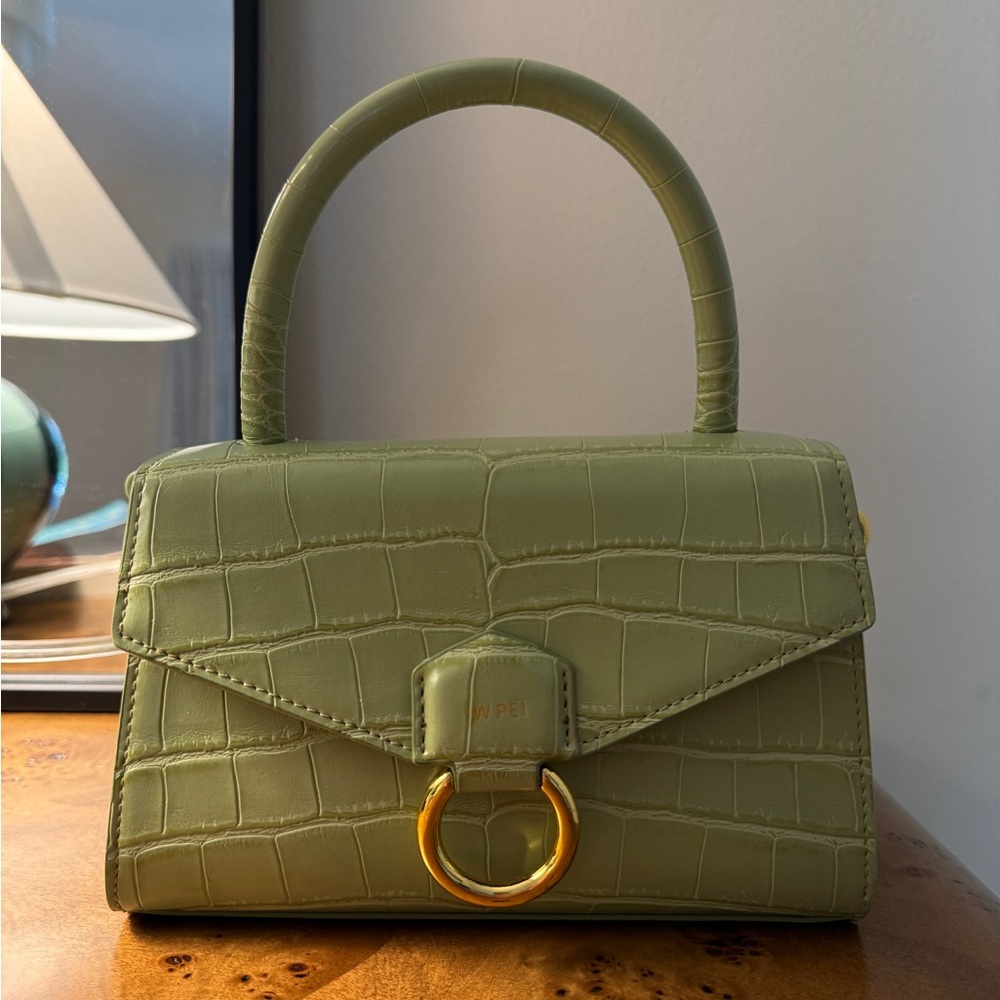 JW PEI Olive Croc-Embossed Mini Bag with Gold Accent